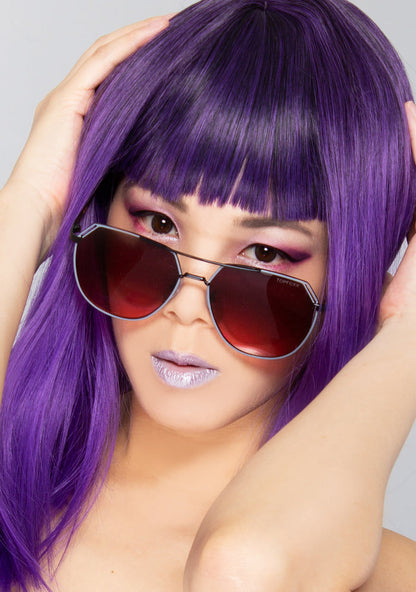TopFoxx Farrah Sunglasses in ruby — model side view