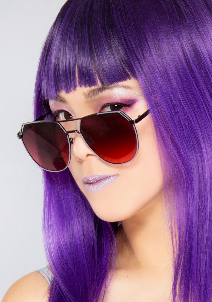 TopFoxx Farrah Sunglasses in ruby — model view