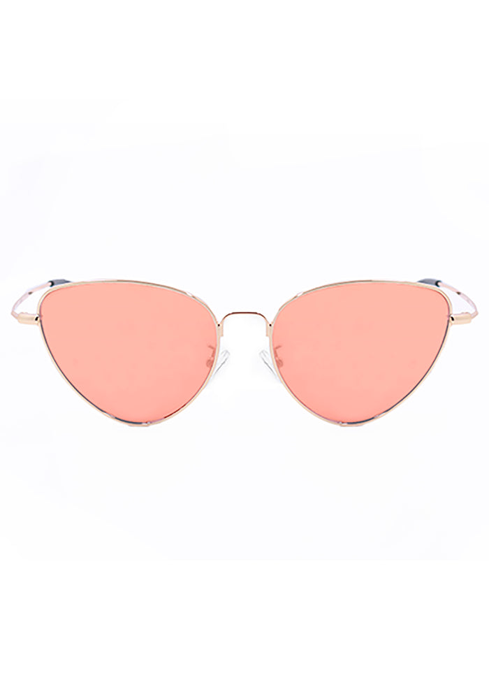 TopFoxx Felina Sunglasses in rose gold with gold frame and mirrored lenses on festival sunglasses — front view