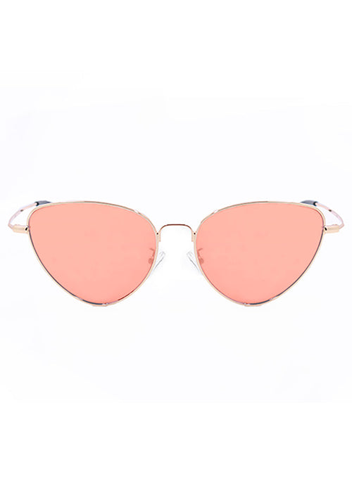 TopFoxx Felina Sunglasses in rose gold with gold frame and mirrored lenses on festival sunglasses — front view