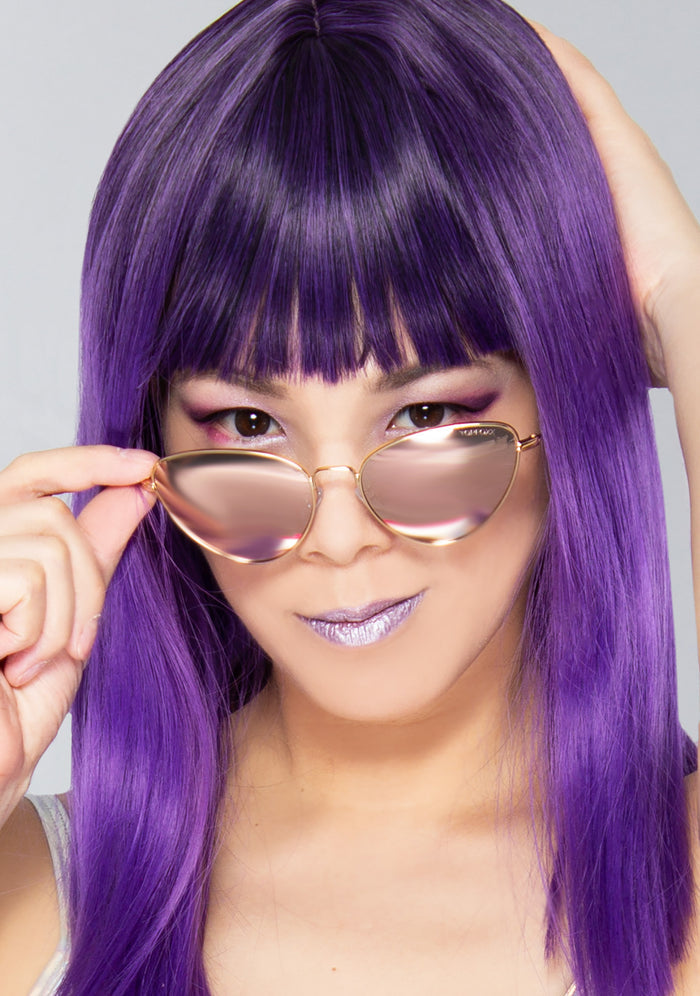 TopFoxx Felina Sunglasses in rose gold — model view