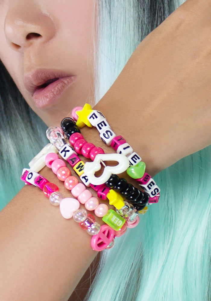 LASR Festie Bestie 5PC Stacked Rave Kandi Bracelet — product view