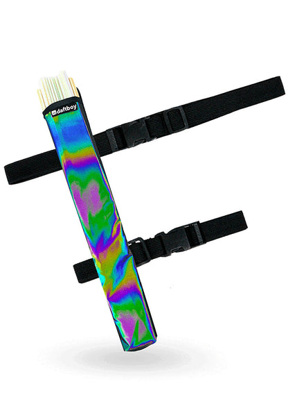 Daftboy Flash Fantasy Fan Holster 2.0h in reflective with durable reflective fabric and velcro loop attachment on rave fan holster case — front view