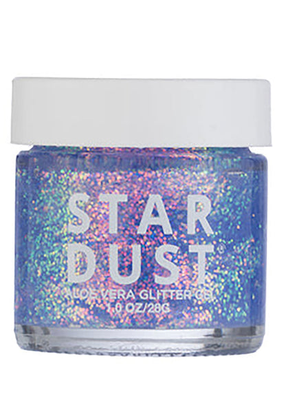 Lavender Stardust Galaxy Stardust Body Glitter Pot in purple with iridescent glitter on rave makeup glitter pot — front view