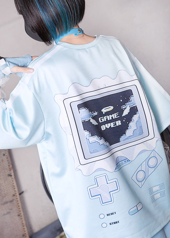 ACDC Rag Game Over Jersey Pastel Blue Oversized Tee — model back view