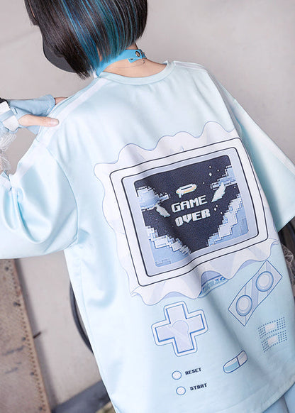 ACDC Rag Game Over Jersey Pastel Blue Oversized Tee — model back view