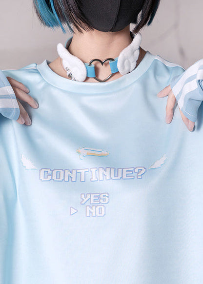 ACDC Rag Game Over Jersey Pastel Blue Oversized Tee — detail shot