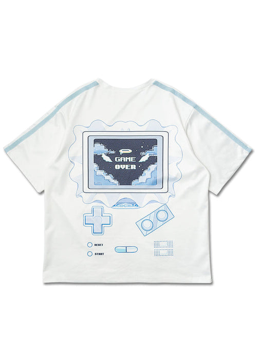 ACDC Rag Game Over Jersey White Oversized Tee — back view