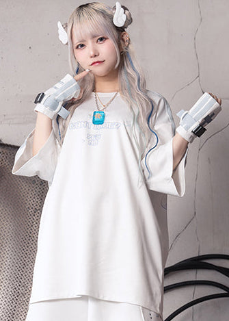 ACDC Rag Game Over Jersey White Oversized Tee — model front view