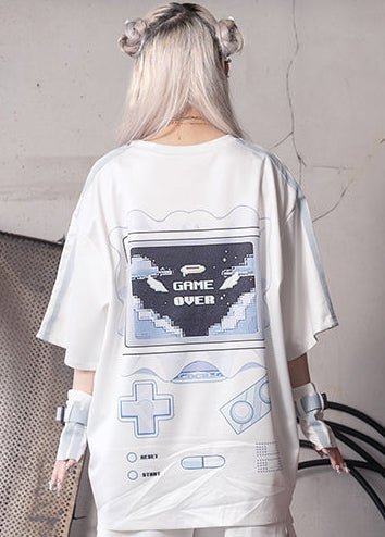 ACDC Rag Game Over Jersey White Oversized Tee — model back view