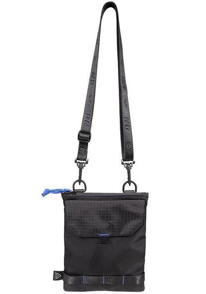 Doughnut Official Gamescape Series Teleport Crossbody Bag in black with embroidered details and matte black hardware on festival crossbody bag — front view