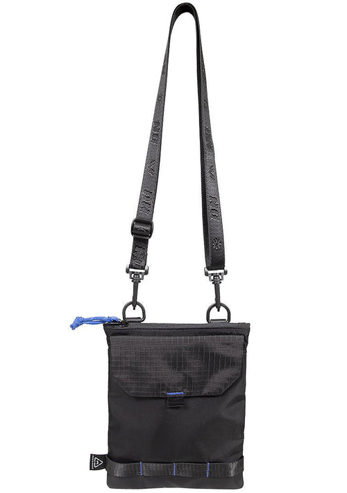 Doughnut Official Gamescape Series Teleport Crossbody Bag in black with embroidered details and matte black hardware on festival crossbody bag — front view