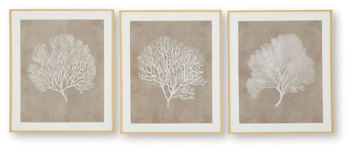 Hendridge - Wall Art Set (Set of 3) - Taupe / White