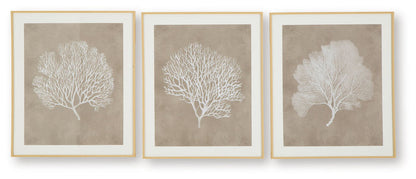Hendridge - Wall Art Set (Set of 3) - Taupe / White