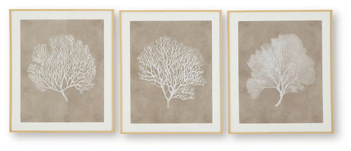 Hendridge - Wall Art Set (Set of 3) - Taupe / White