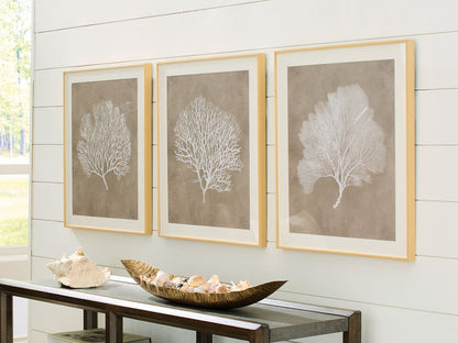 Hendridge - Wall Art Set (Set of 3) - Taupe / White