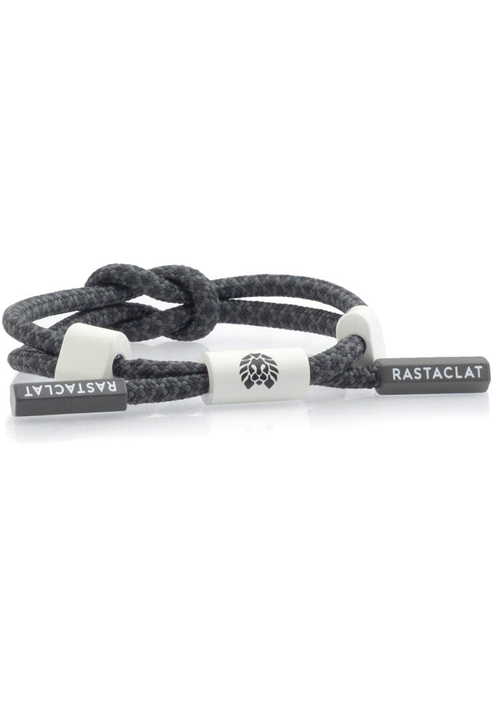 Rastaclat Hex Flex Storm Bolt Mini Knotaclat Bracelet in charcoal grey with sailor knot design and hexagon aglets on festival bracelet — front view