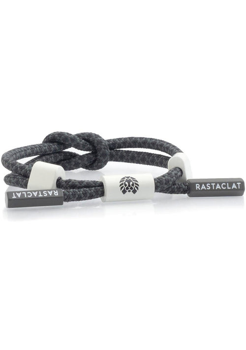 Rastaclat Hex Flex Storm Bolt Mini Knotaclat Bracelet in charcoal grey with sailor knot design and hexagon aglets on festival bracelet — front view