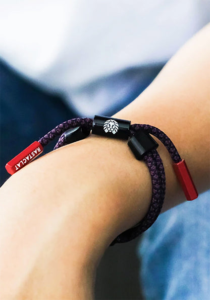Rastaclat Hex Flex Streak Mini Knotaclat Bracelet in purple black — model view
