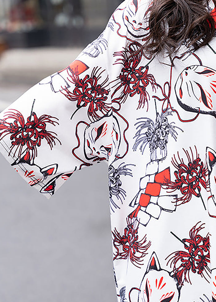 ACDC Rag Higabana Kitsune Fox White Oversized Tee — detail shot