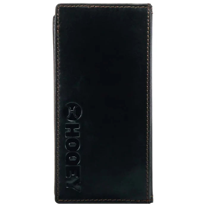 Hooey Classic Black Smooth Black Leather Rivet Logo Rodeo Wallet HW001-BK