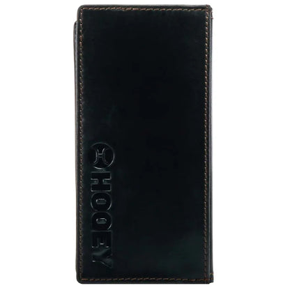Hooey Classic Black Smooth Black Leather Rivet Logo Rodeo Wallet HW001-BK