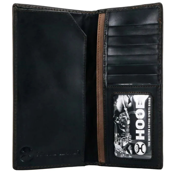 Hooey Classic Black Smooth Black Leather Rivet Logo Rodeo Wallet HW001-BK
