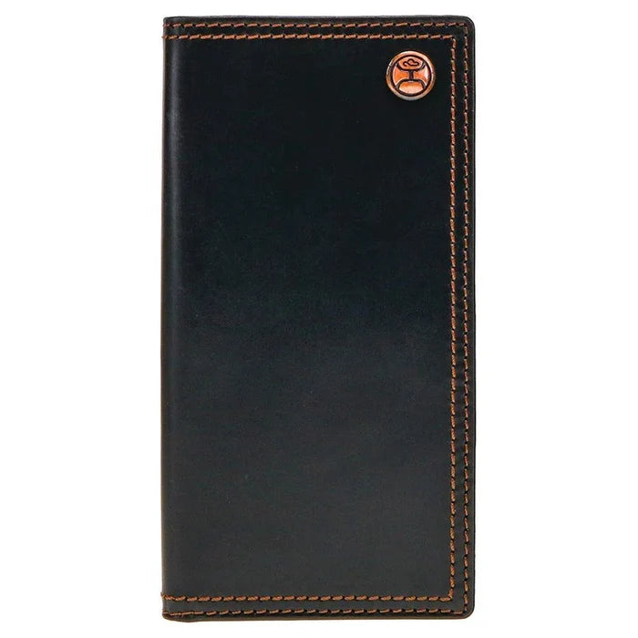 Hooey Classic Black Smooth Black Leather Rivet Logo Rodeo Wallet HW001-BK