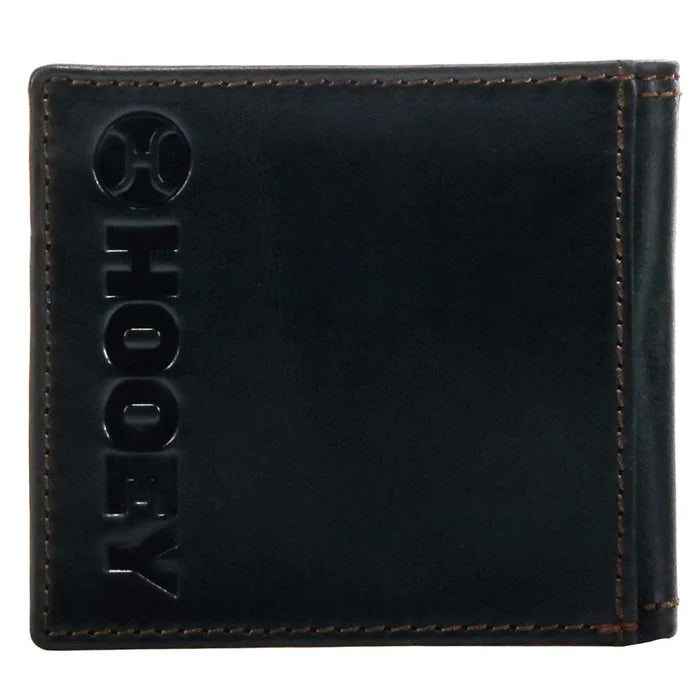 Hooey Classic Black Smooth Leather Logo Rivet Bi-Fold Wallet HBF001-BK