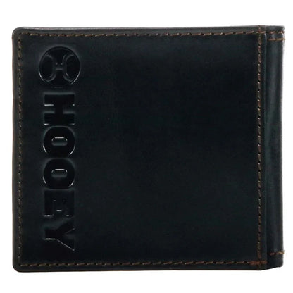 Hooey Classic Black Smooth Leather Logo Rivet Bi-Fold Wallet HBF001-BK
