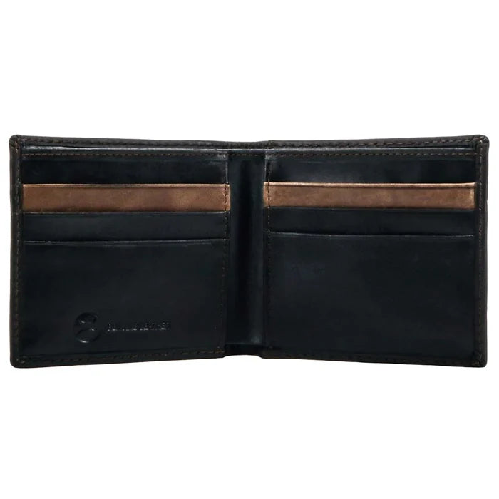 Hooey Classic Black Smooth Leather Logo Rivet Bi-Fold Wallet HBF001-BK