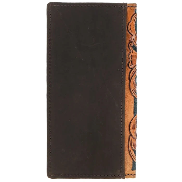 Hooey Gambler Tan & Brown Aces Playing Card Embossed Leather Rivet Logo Rodeo Wallet HW038-TNBR