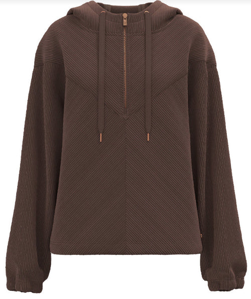 Hooey Women's Chocolate Cowgirl Corduroy 1/4 Zip Hoodie HH2626MA