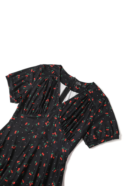Julia Retro Black Cherry Tea Dress
