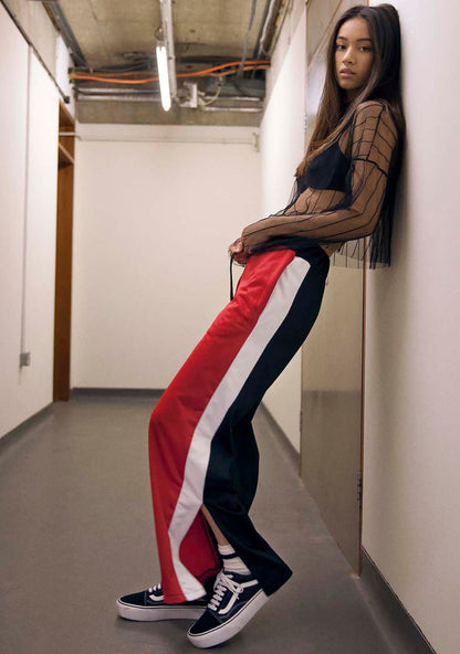 The Ragged Priest Jux Jogger Pants in red multi — detail view 2