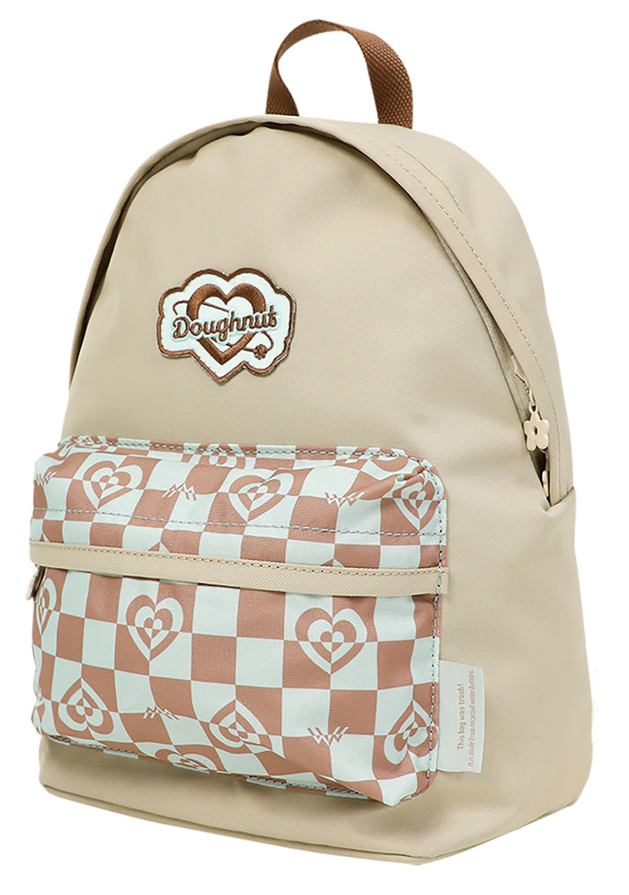 Doughnut Official Kaleido Series Plus One Mini Backpack in mushroom checked — side view