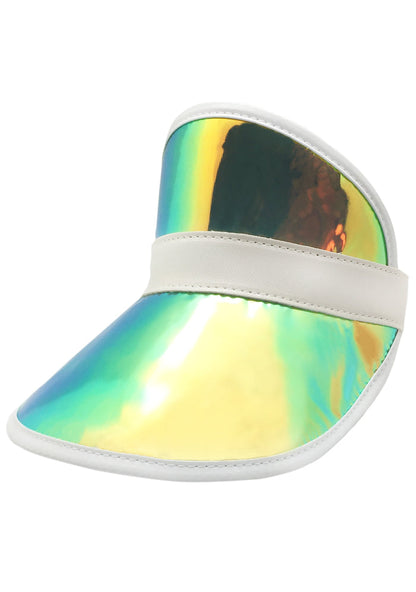 Fydelity Kinetic Moonlight Retro Electric Visor in black with holographic iridescent shine on festival visor — front view