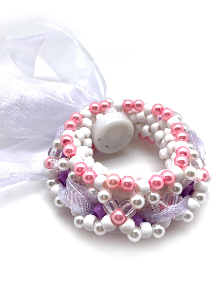 LASR Lavender Luminous Light Up Ribbon Rave Kandi Bracelet — product view