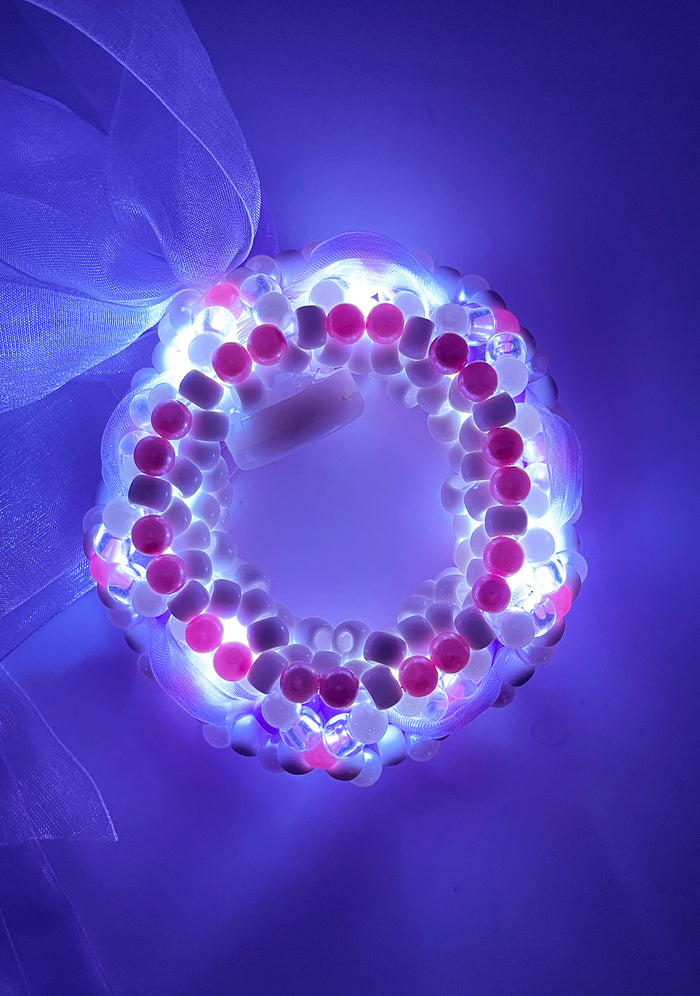 LASR Lavender Luminous Light Up Ribbon Rave Kandi Bracelet — product view