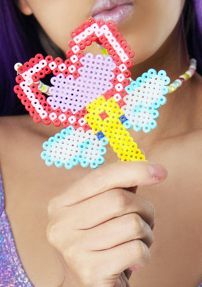 LASR Love Spell Rave Kandi Necklace — front view