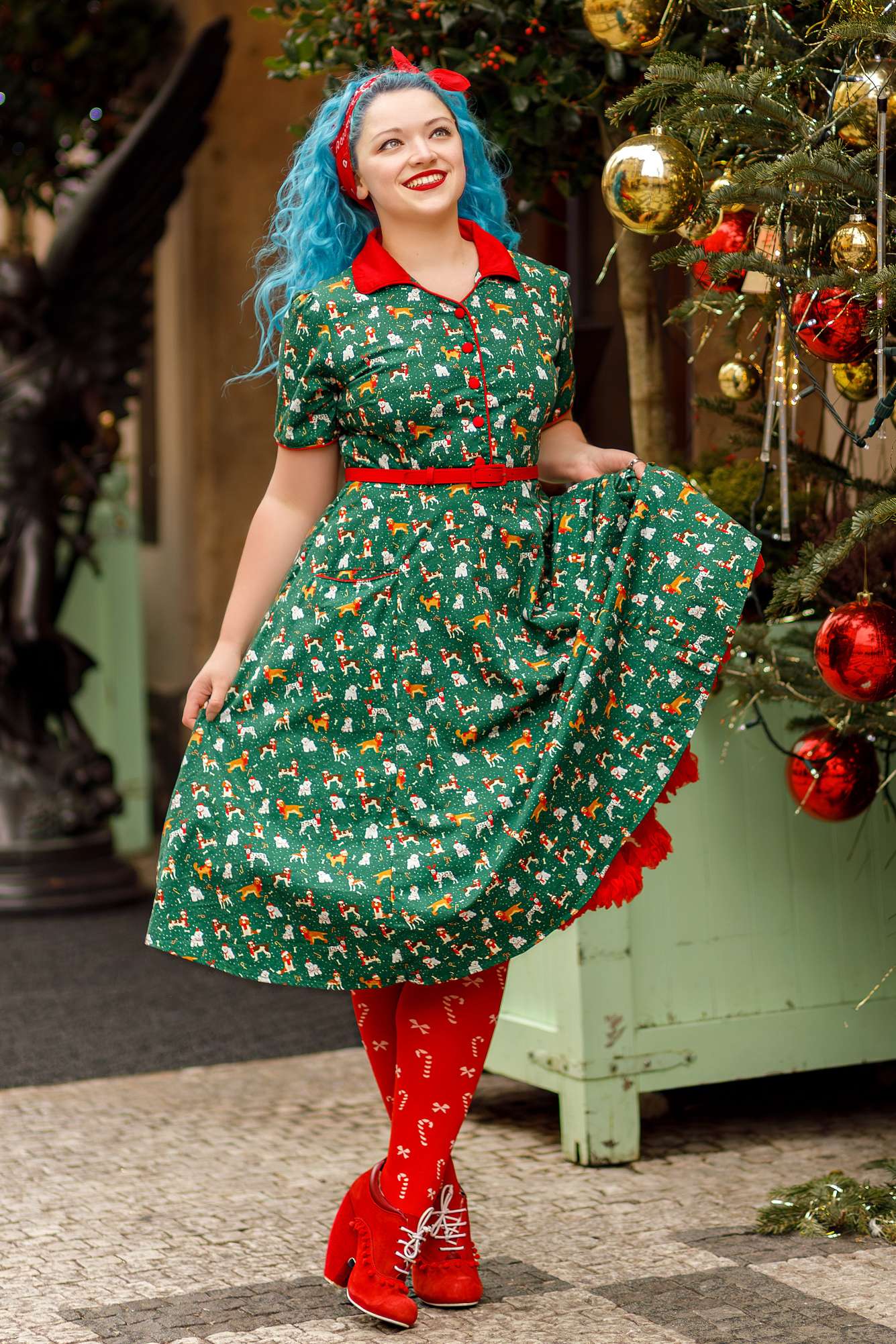 Mabel Dog At Christmas Shirt Dress