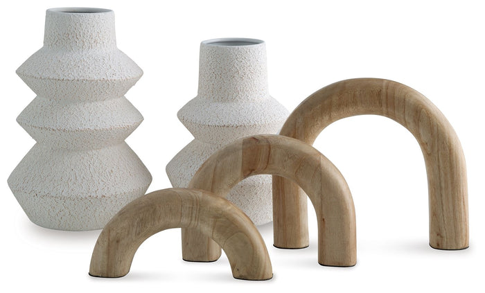 Maddwarth - Accessory Set (Set of 5) - White / Natural Brown