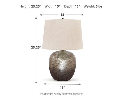 Magalie - Metal Table Lamp  - Antique Silver Finish
