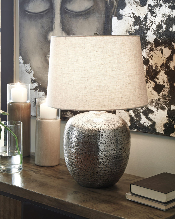 Magalie - Metal Table Lamp  - Antique Silver Finish