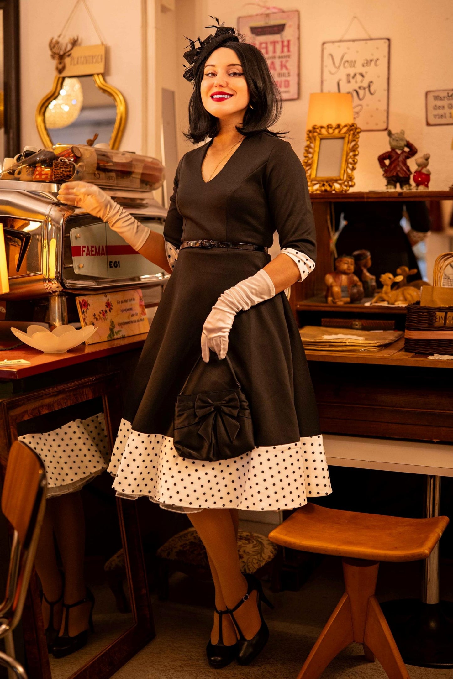 Maria Black Circle Dress With Polka Dots