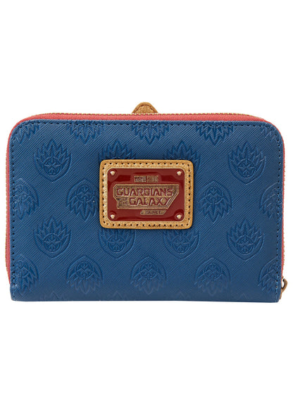 Loungefly X Marvel Guardians of the Galaxy 3 Ravager Badge Zip Wallet in navy red with Ravager badge applique on vegan leather fandom cute wallet — back view