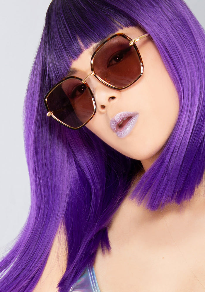 TopFoxx Maya Sunglasses in tortoise shell — model side view