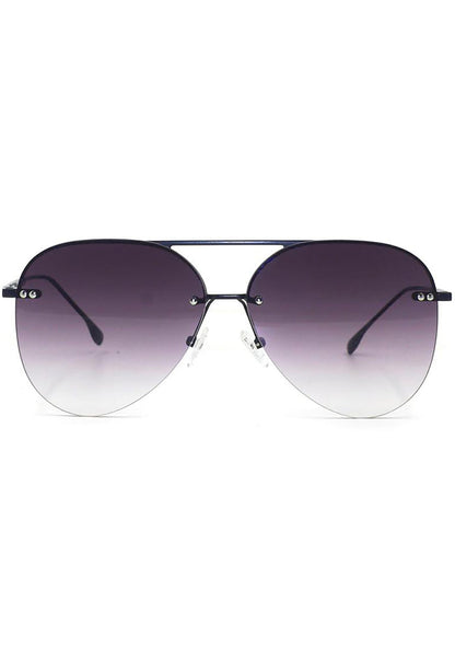 TopFoxx Megan 2 Sunglasses in black fade with rimless metal frame on festival sunglasses — front view