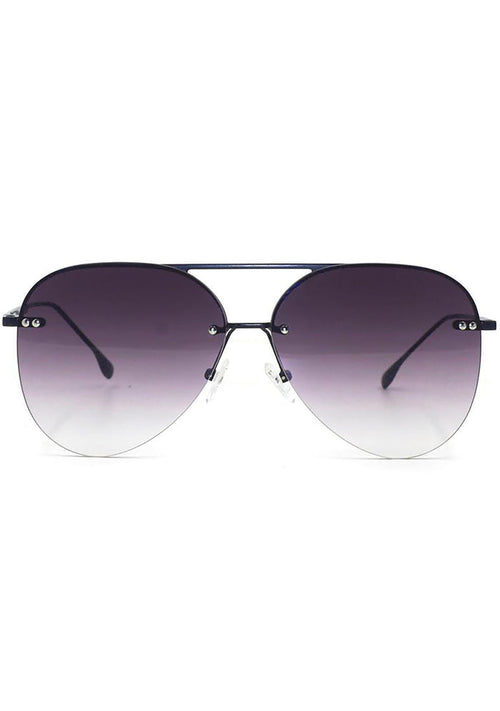 TopFoxx Megan 2 Sunglasses in black fade with rimless metal frame on festival sunglasses — front view
