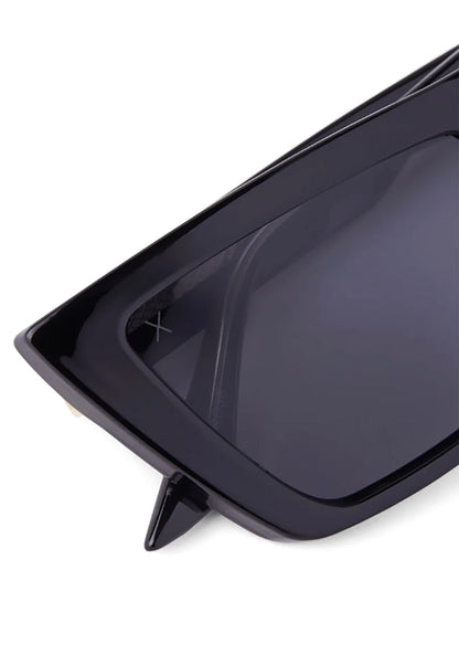 Dime Optics Melrose Polarized Sunglasses in black grey — detail view